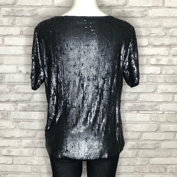 J. Crew Sequin Slouchy Tee, Navy, size small - Picture 2 of 7